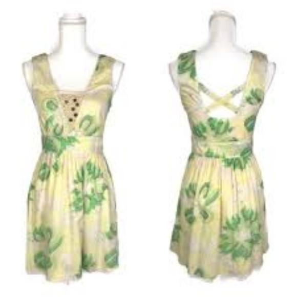 Free People Dresses & Skirts - Free People Green and Yellow Boho Sundress -- 6
